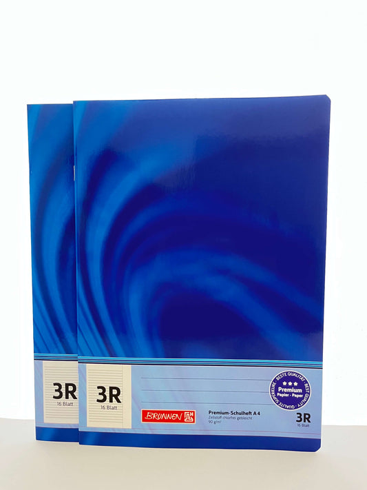 Brunnen-Schulheft-Lineatur-3R-16-Blatt-blau-zwei-Stueck